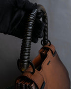 "GUCCI" Horizontally shaped cord-wrapped handle leather bag