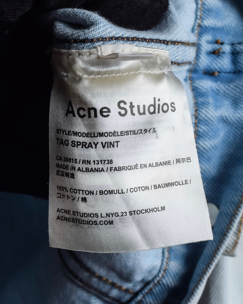 "Acne Studios" Washed light blue short denim jacket