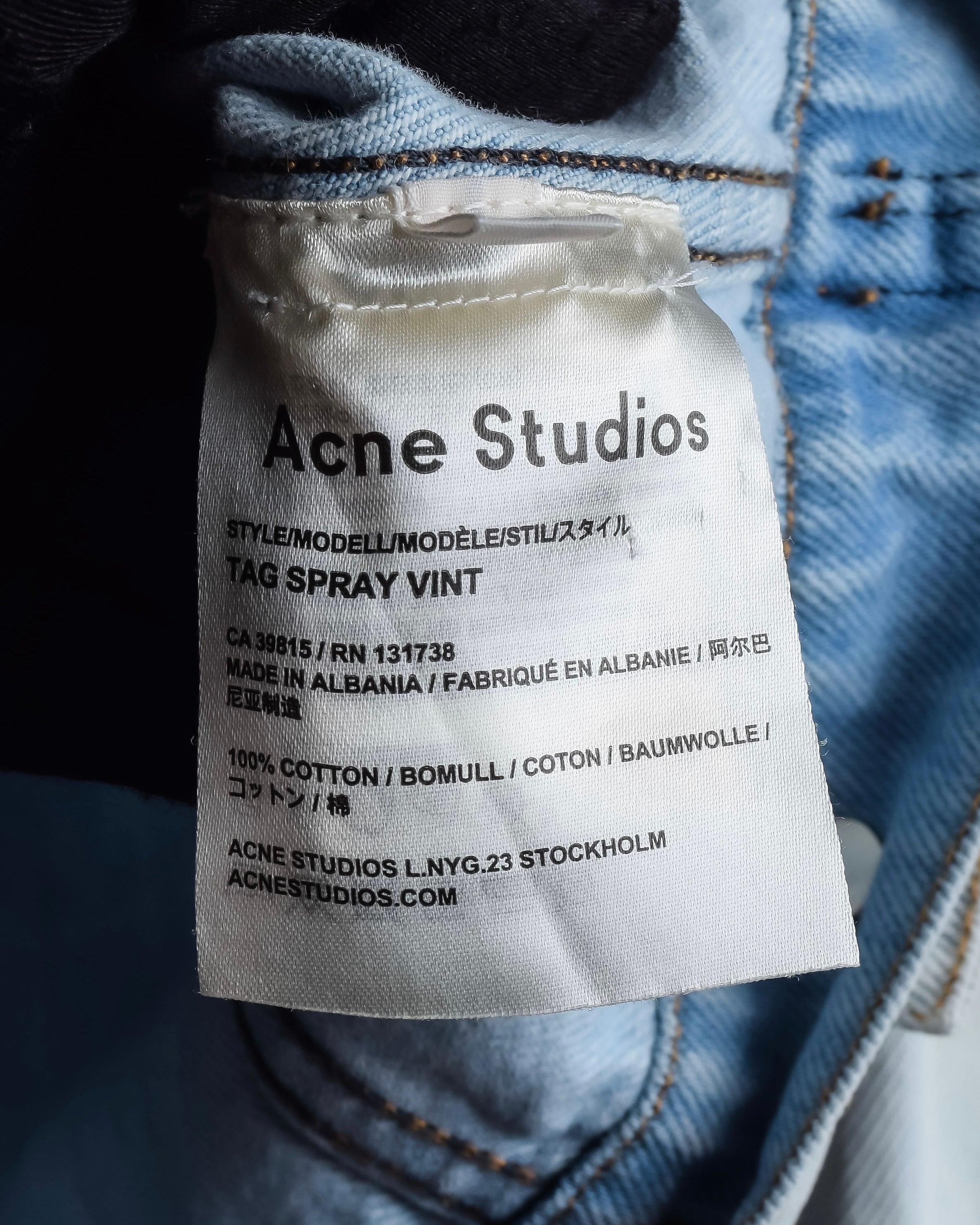 "Acne Studios" Washed light blue short denim jacket