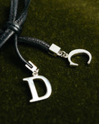 "Christian Dior" Ribbon charm leather cord choker necklace