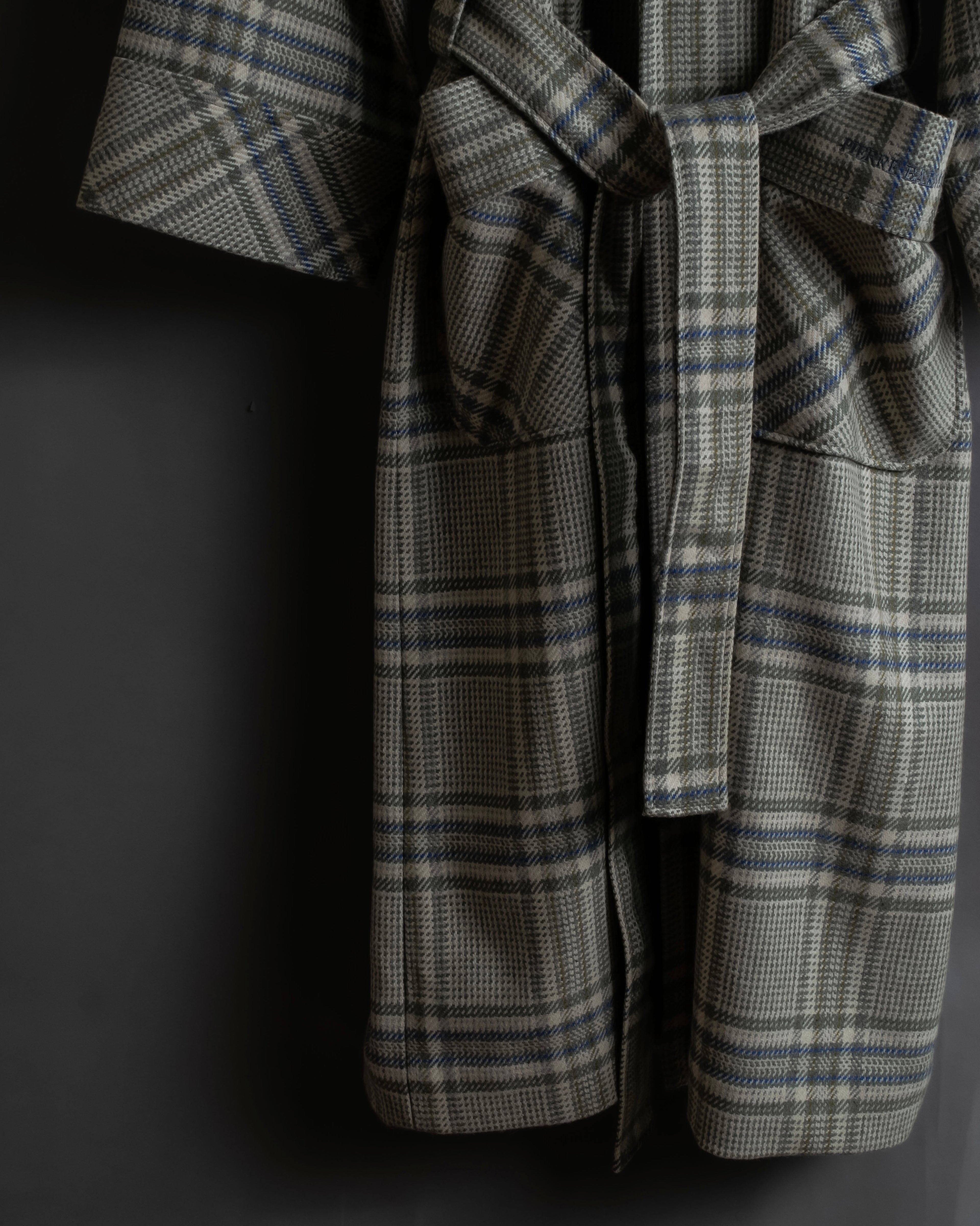 "PIERRE BALMAIN" Glen check belted gown coat