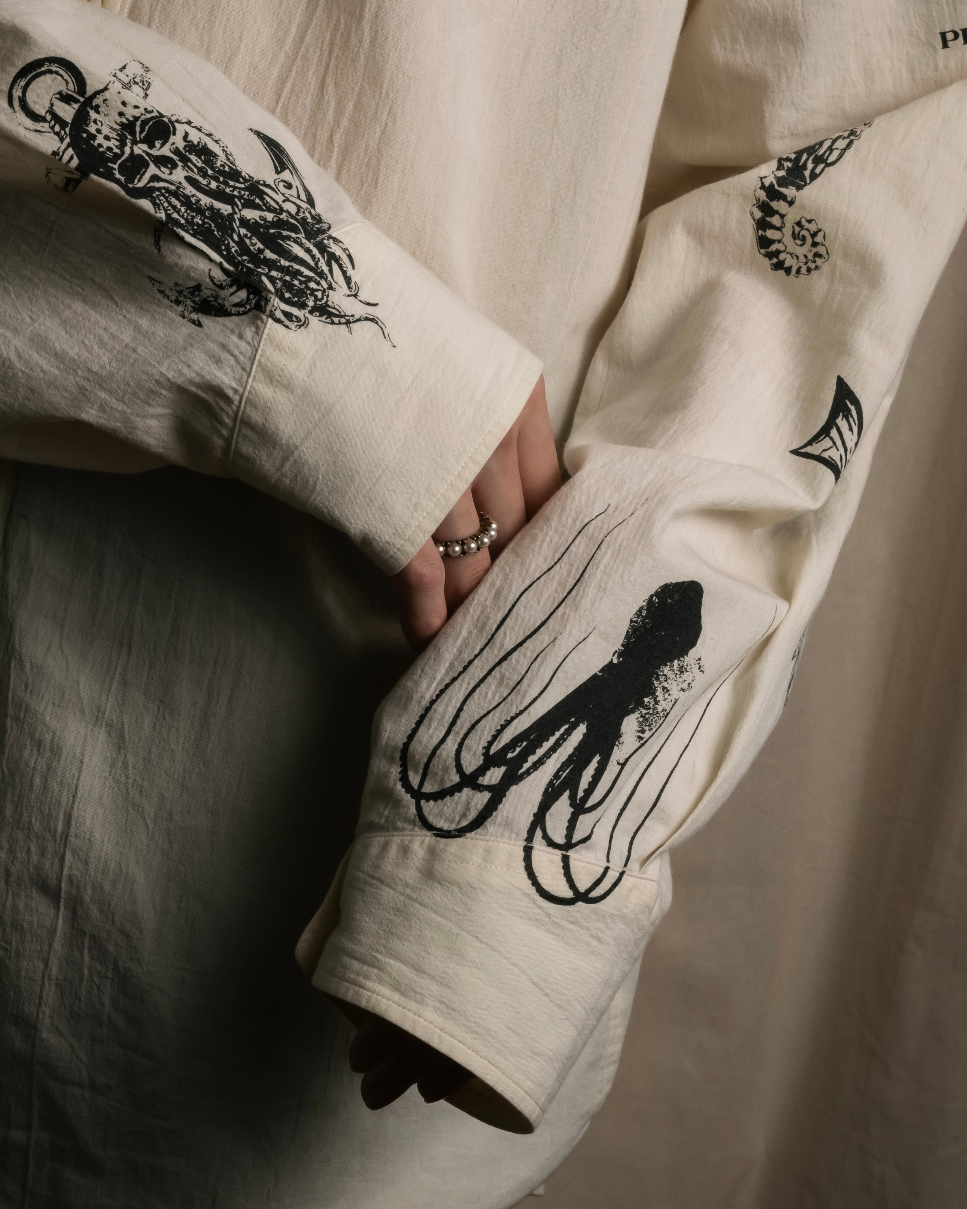 "PRADA" 22SS Sea fable motif print oversized shirt