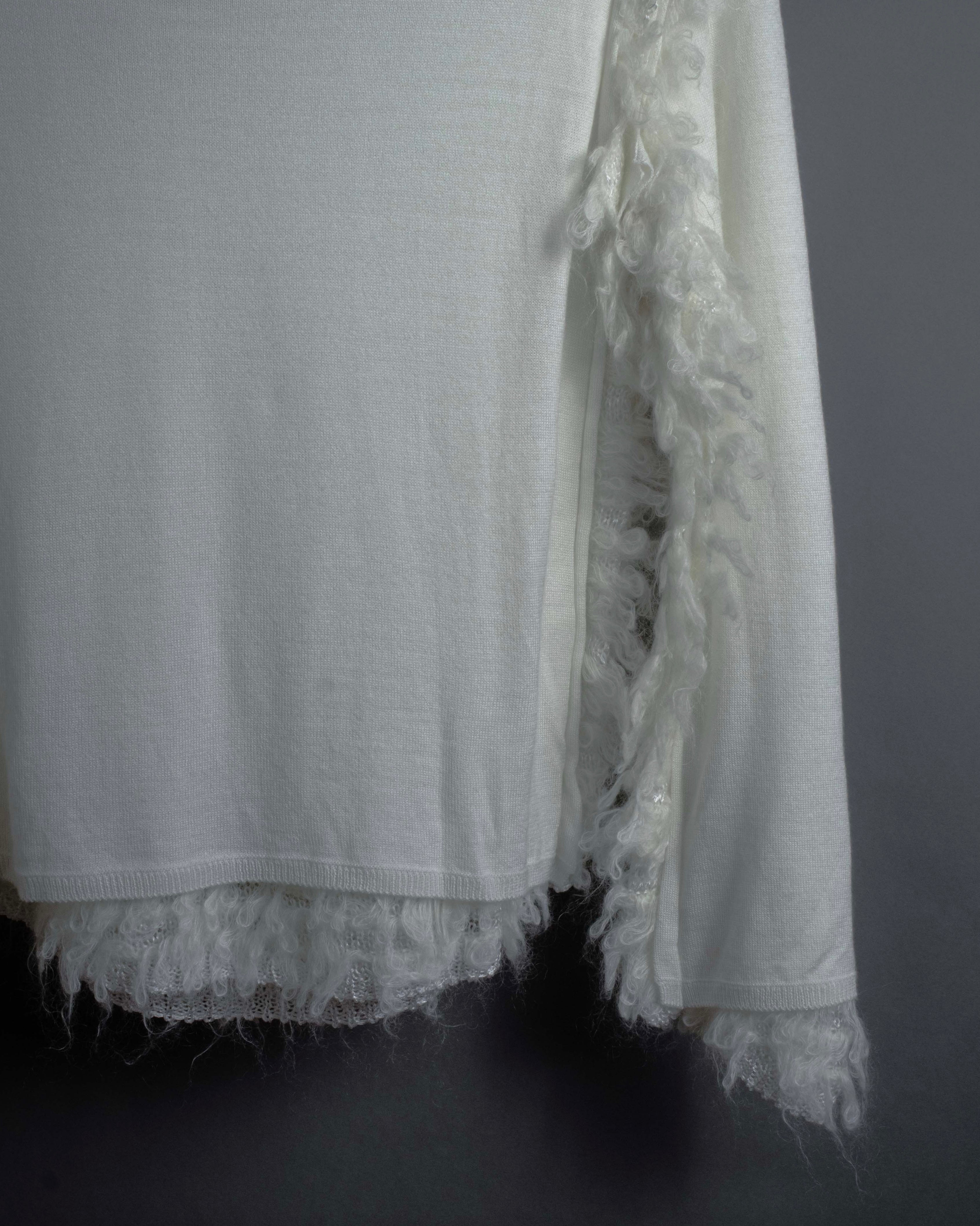 "COMME des GARCONS" 18AW layered mesh design fringe thick knit