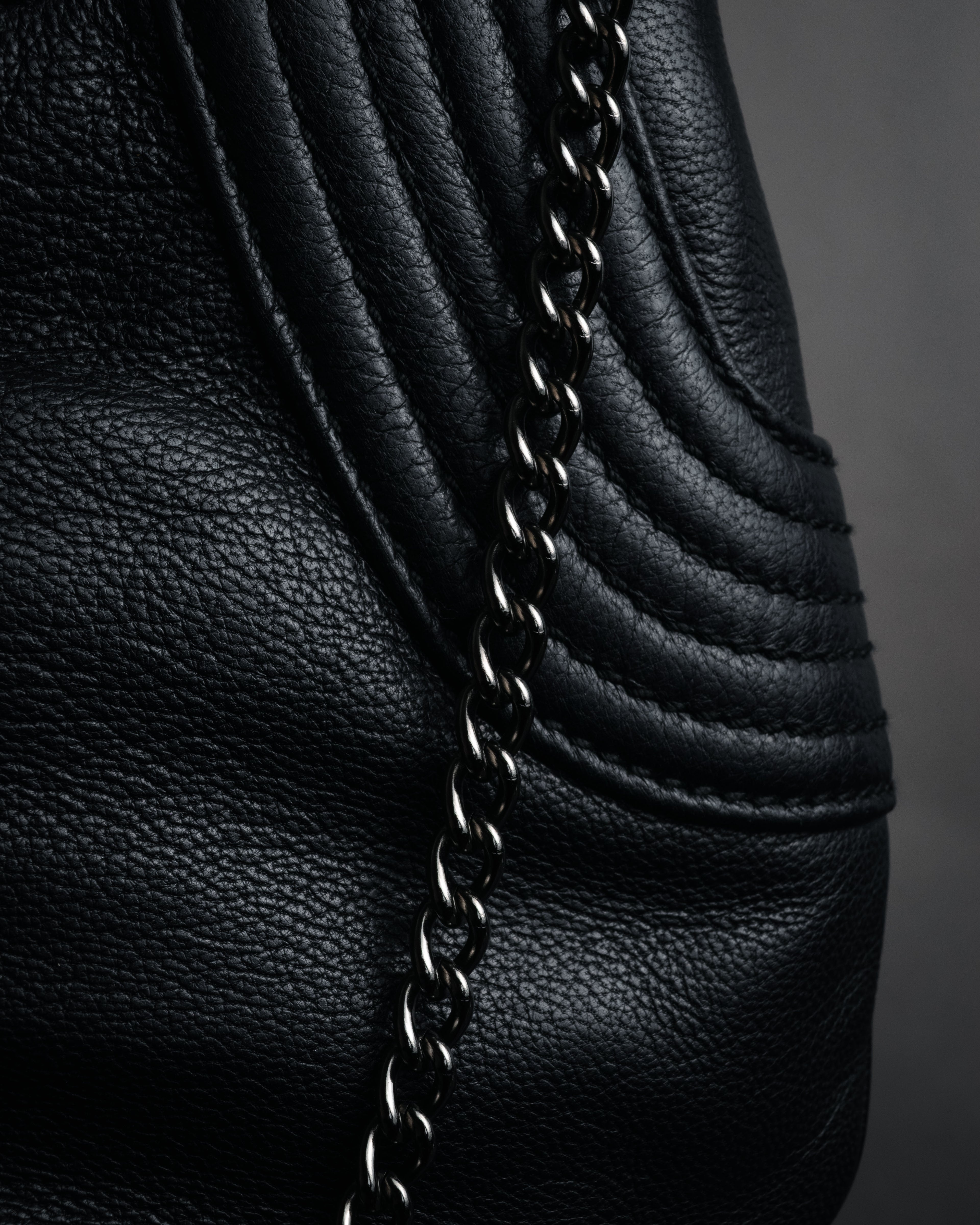 “Salvatore Ferragamo” 2000’s Gathered leather chain shoulder bag