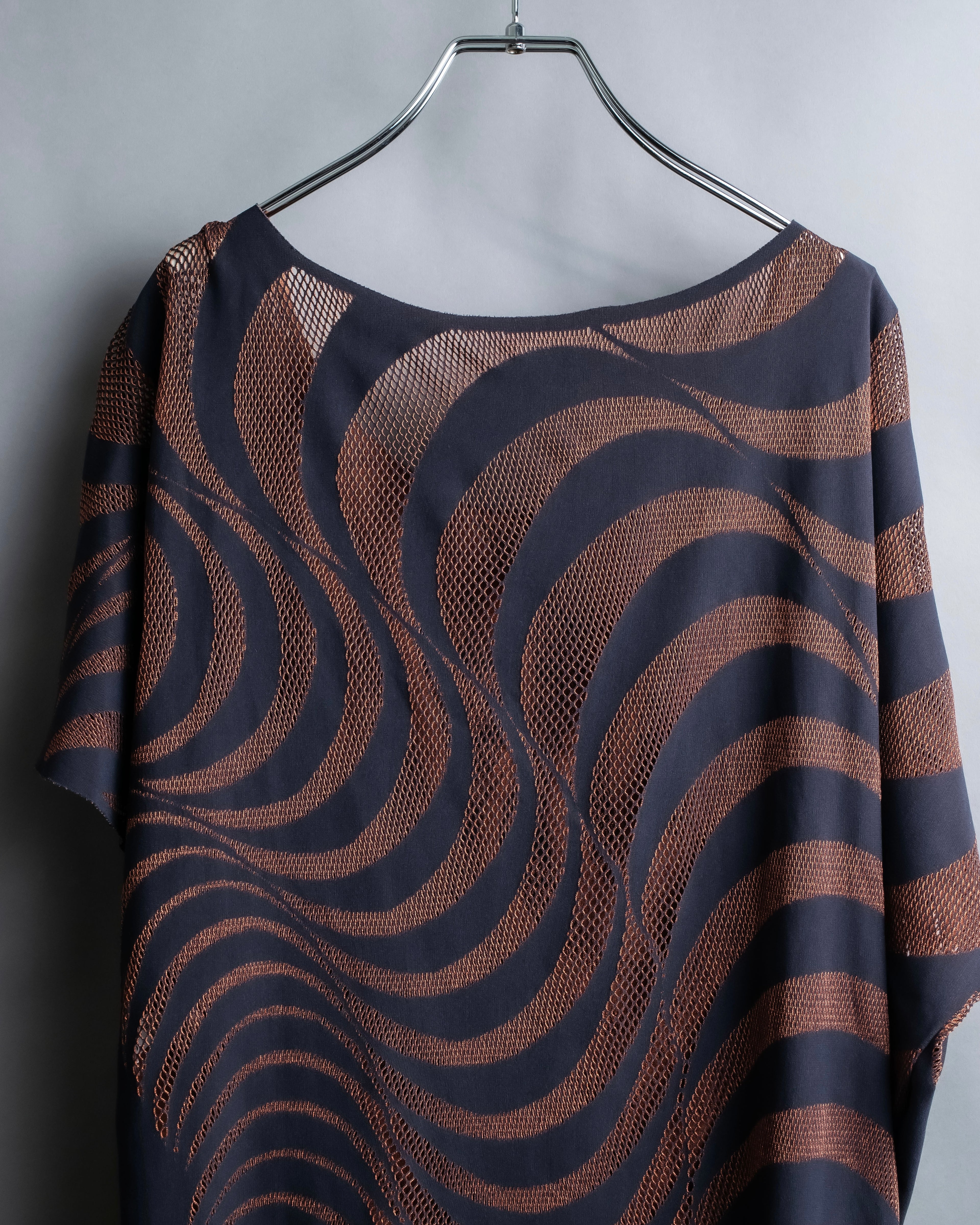 "PLEATS PLEASE ISSEY MIYAKE"
 Marble print dolman sleeve tops