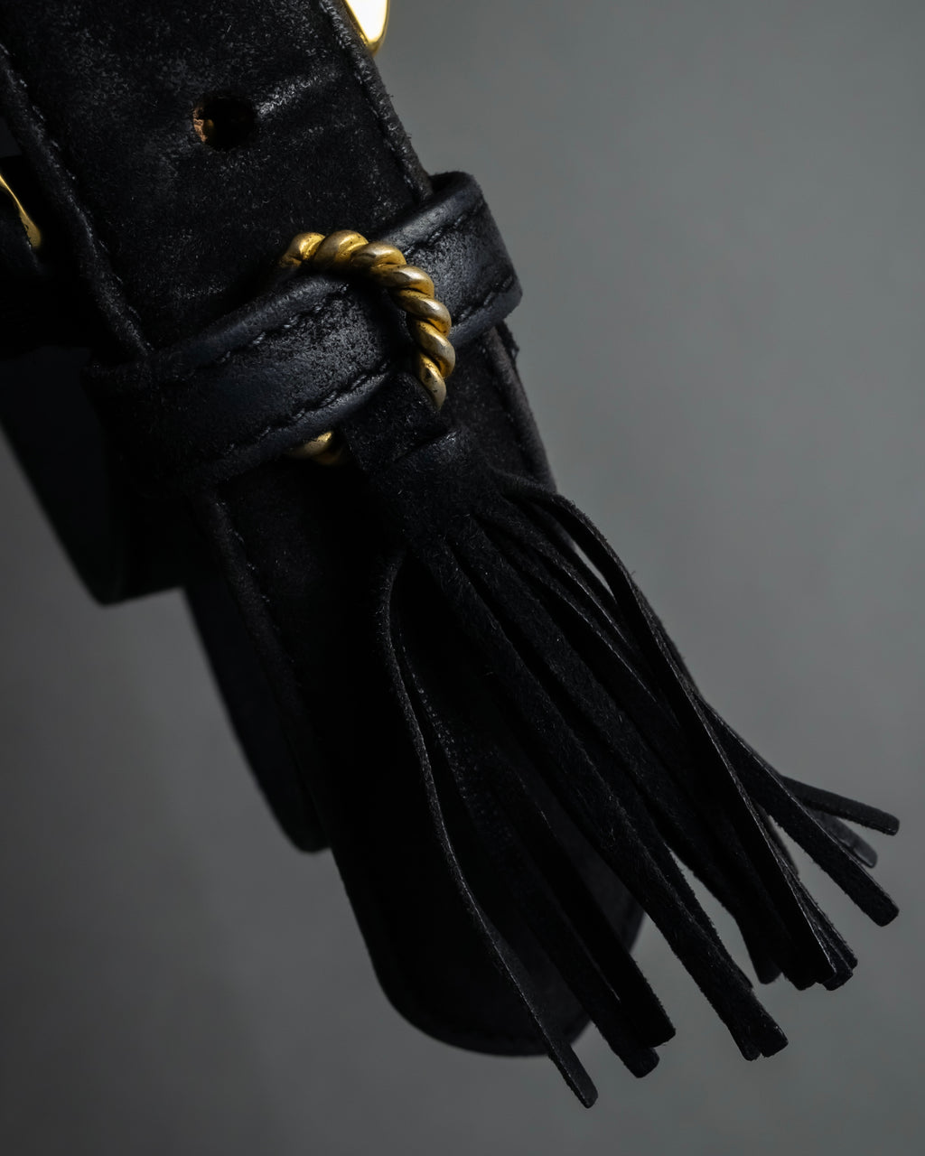 "Salvatore Ferragamo" Signature sculptural buckle suede leather belt