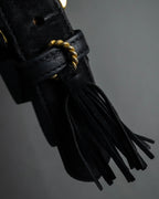 "Salvatore Ferragamo" Signature sculptural buckle suede leather belt