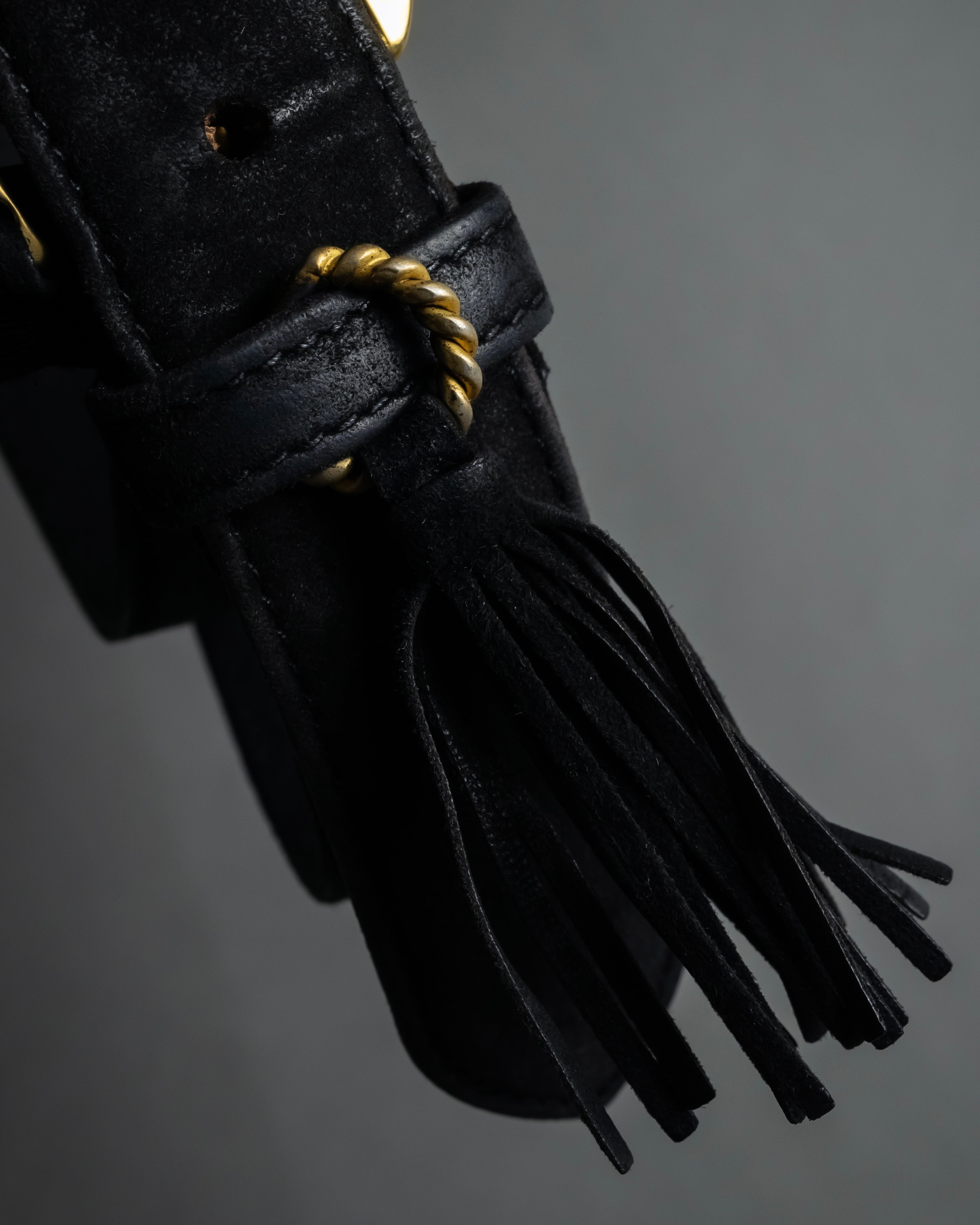 "Salvatore Ferragamo" Signature sculptural buckle suede leather belt