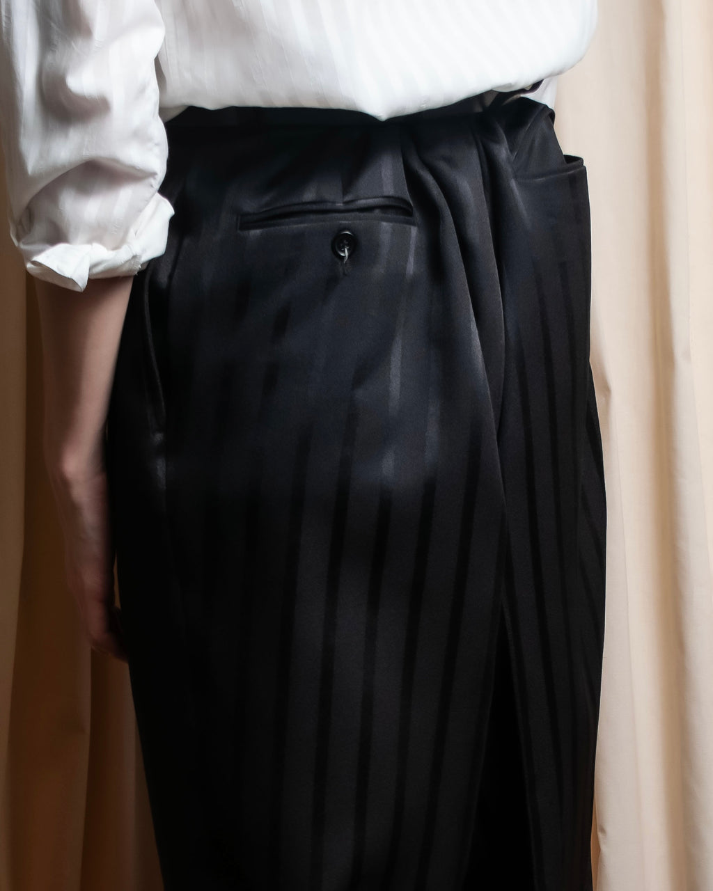 "Vintage subtle gloss striped wide slacks"