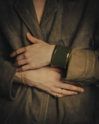–SPECIAL– “GUCCI” 80’s-90’s Sculptural green enamel-effect wide cuff bangle