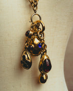 -SPECIAL - “CHANEL” 70’s-80’s Gripoix glass cabochon charm sautoir necklace