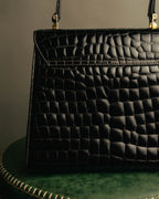 -SPECIAL- "TIFFANY & CO." 70's-80's Shiny crocodile top handle bag