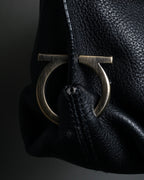 "Salvatore Ferragamo" Gancini reconstructed design shrink leather bag