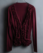 "VALENTINO" Virgin wool ruffled flower design cardigan