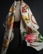 “GUCCI” 80’s-90’s Floral logo silk scarf