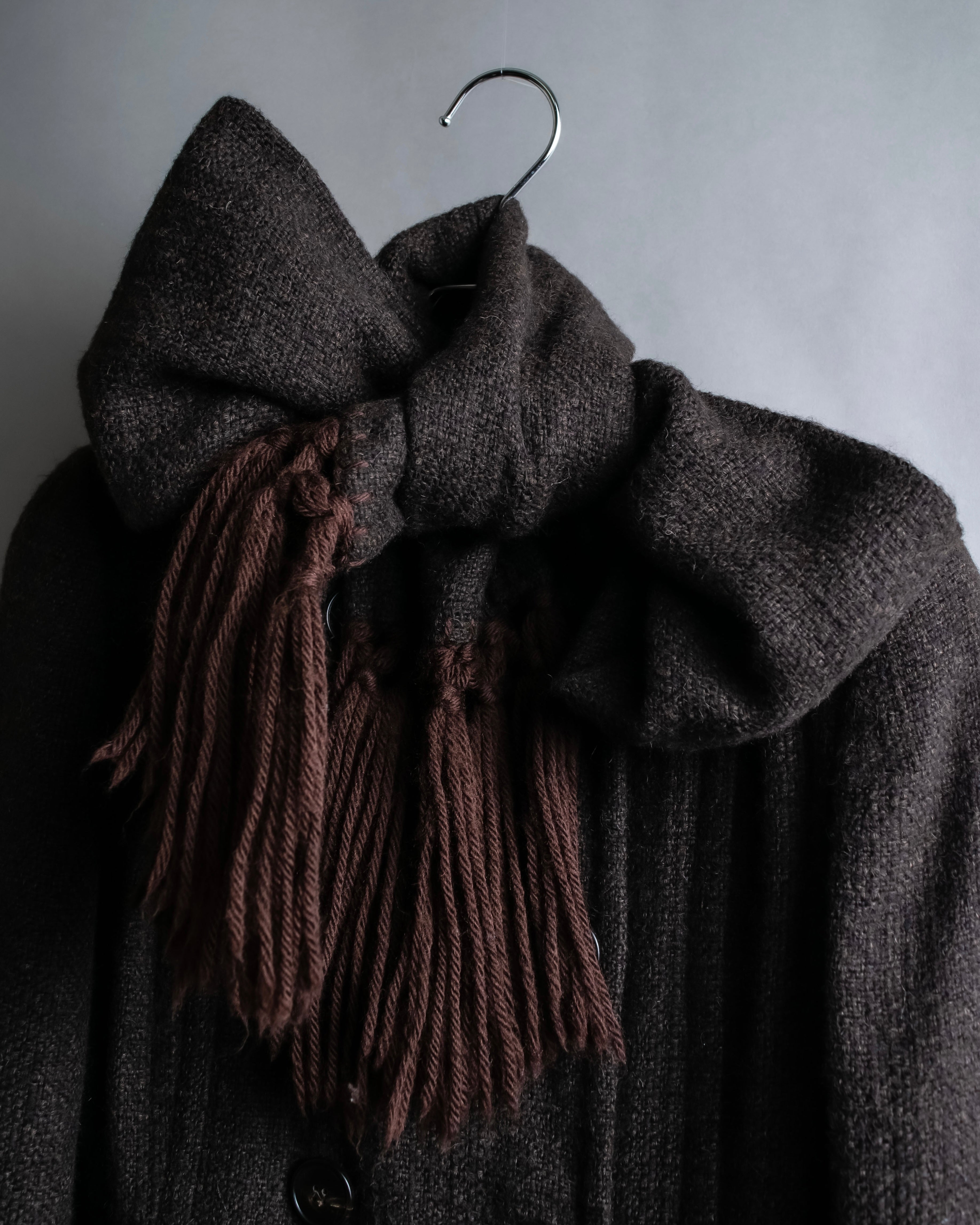"DOLCE & GABBANA" Fringe scarf included double-breasted coat