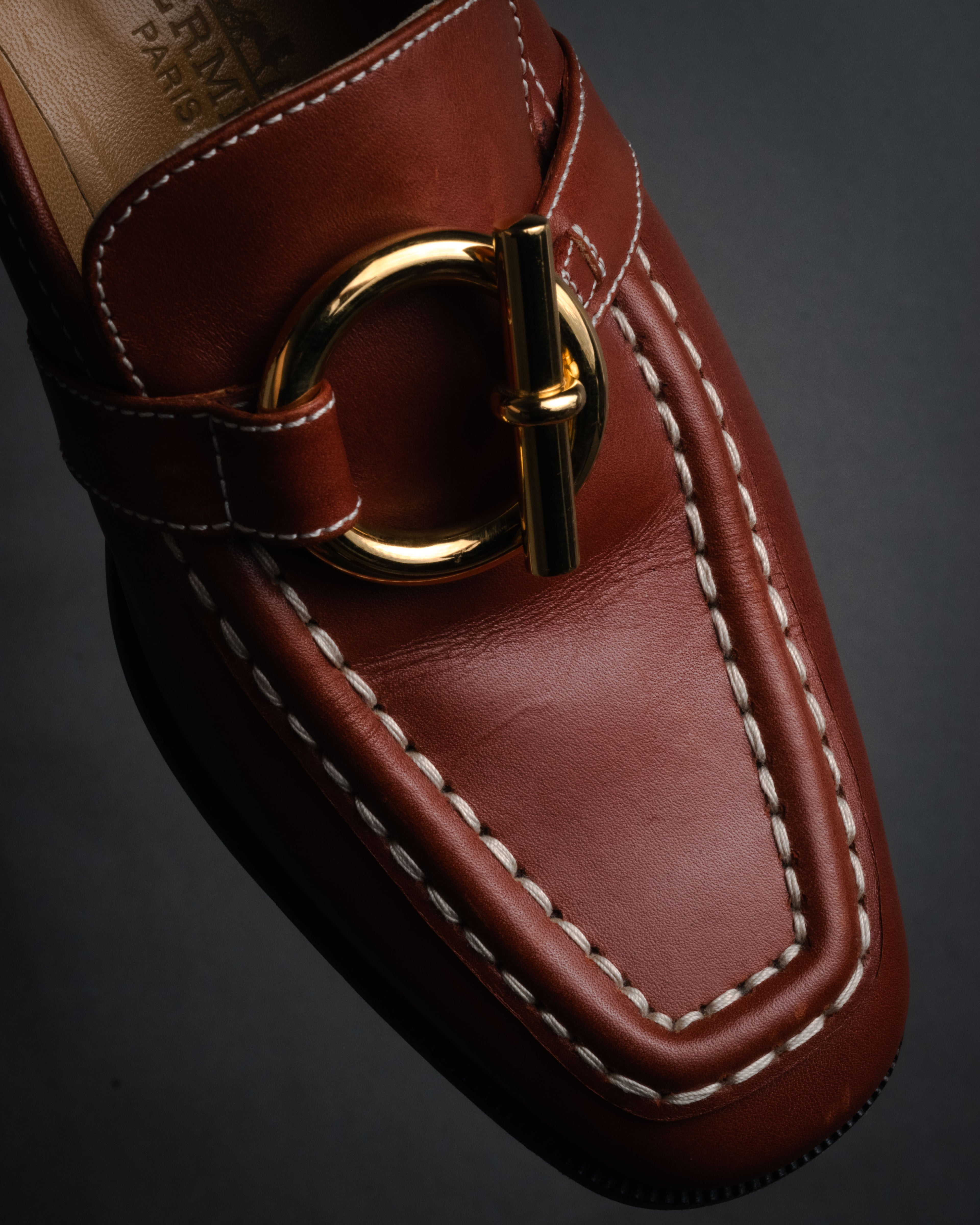 “HERMES” 90’s-00’s Chaine d’ancre hardware loafers