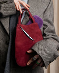 "LOEWE" Deep red color triangle suede bag