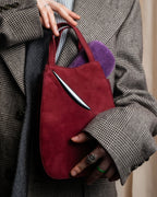 "LOEWE" Deep red color triangle suede bag