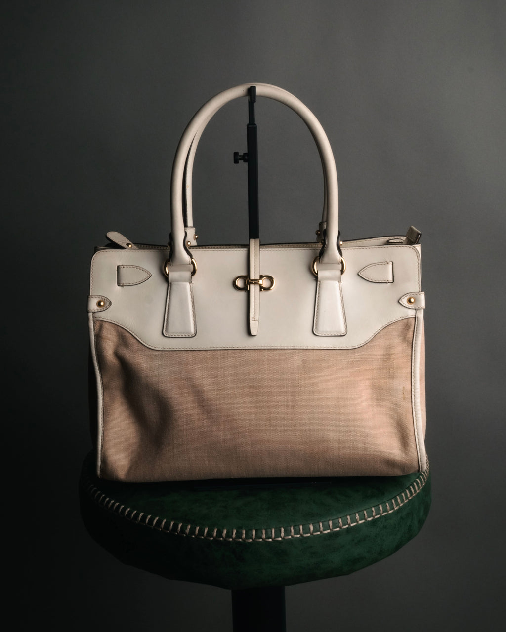 “Salvatore Ferragamo” 2010’s canvas and leather gancini tote bag