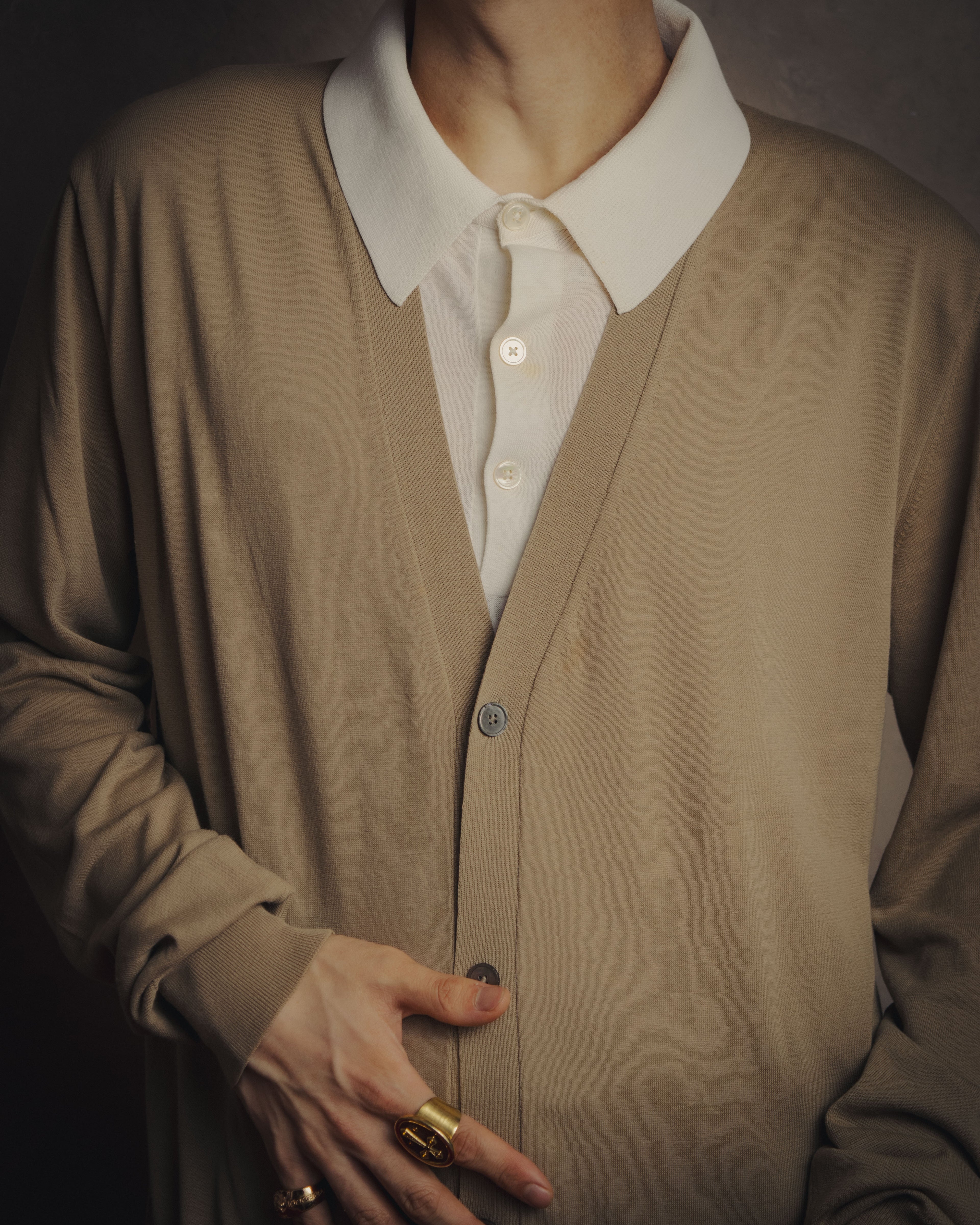 -SPECIAL- “HERMÈS” 90’s-00’s Trompe l’oeil cotton knit cardigan