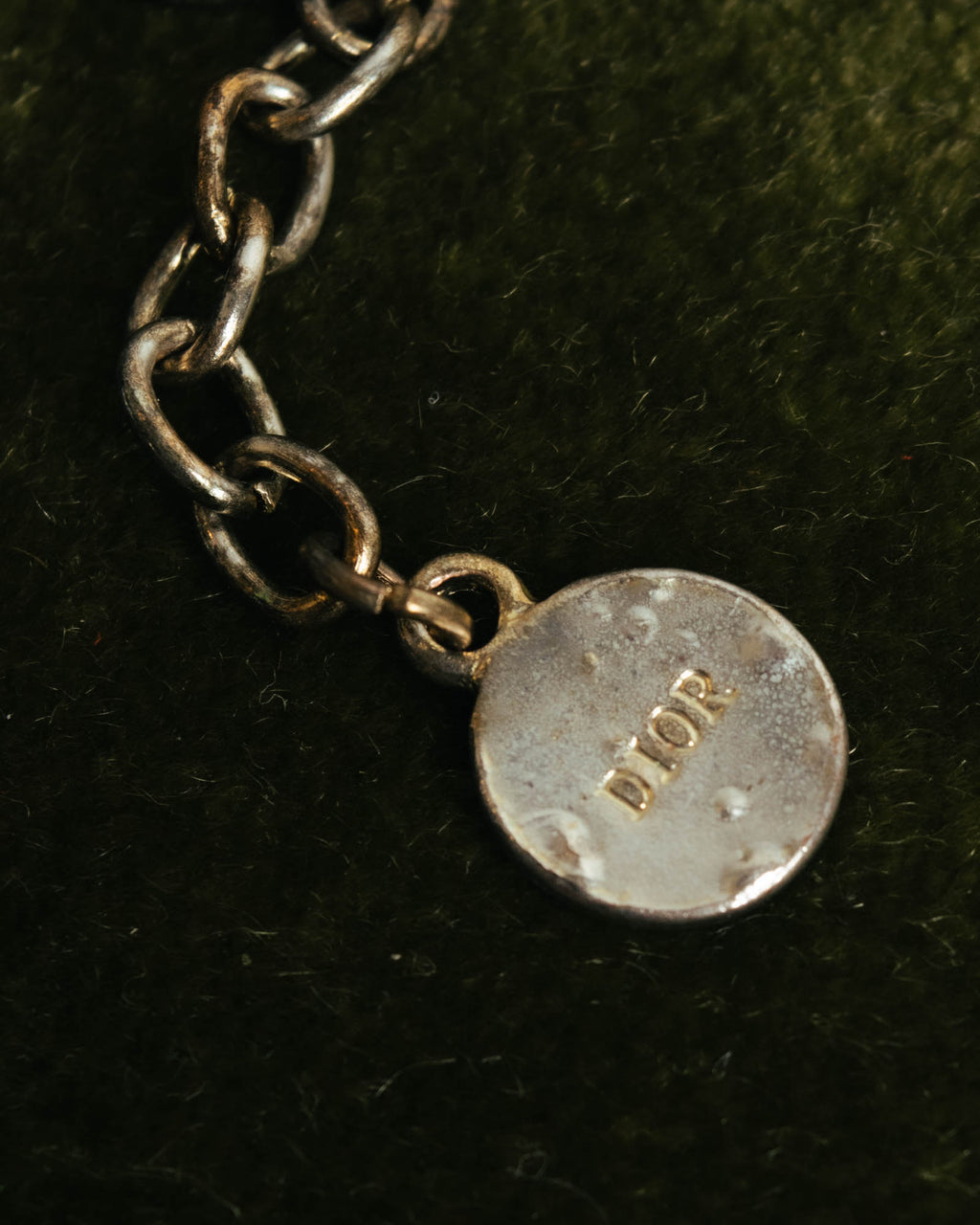 "Christian Dior" Rhinestone logo choker necklace