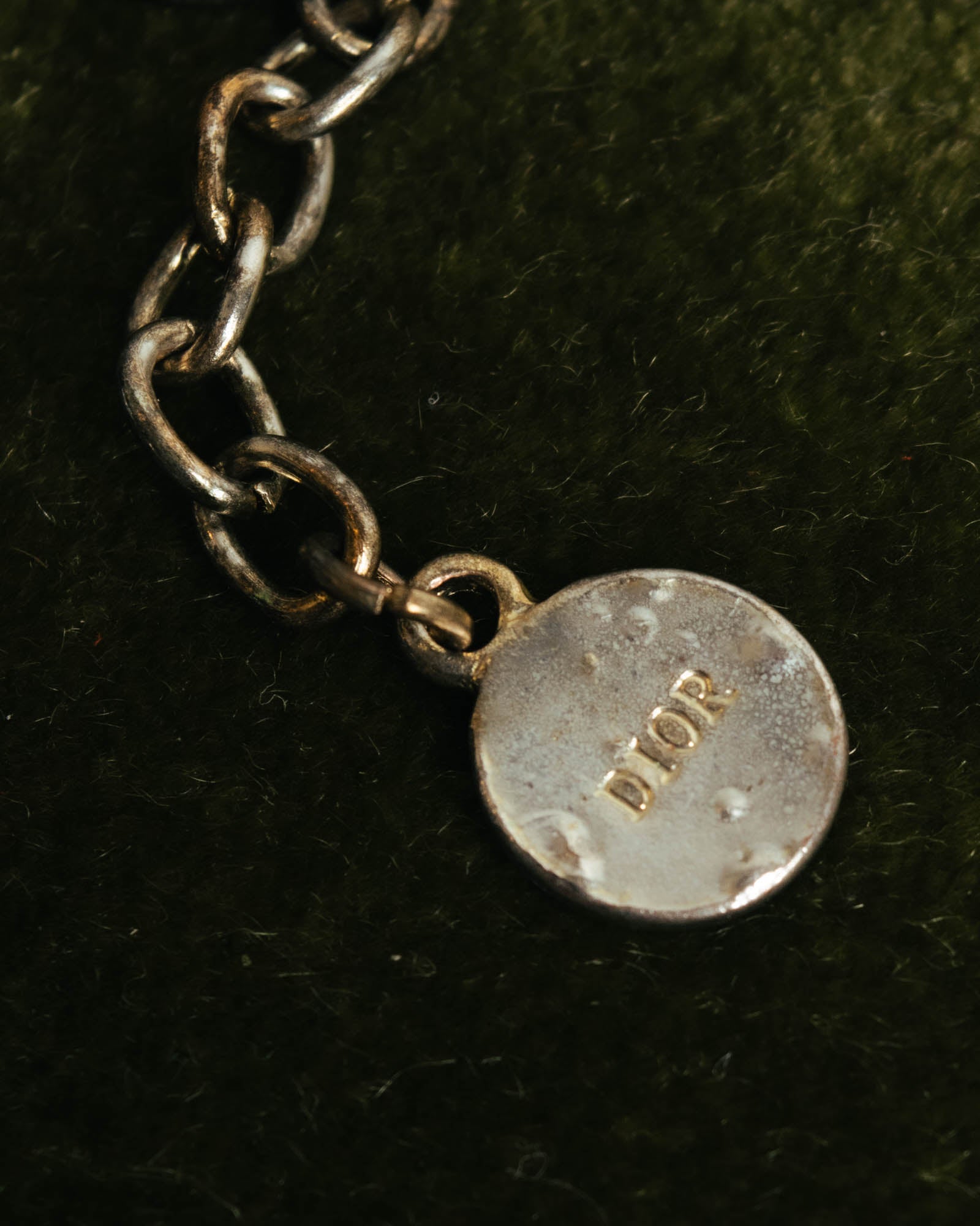 "Christian Dior" Rhinestone logo choker necklace