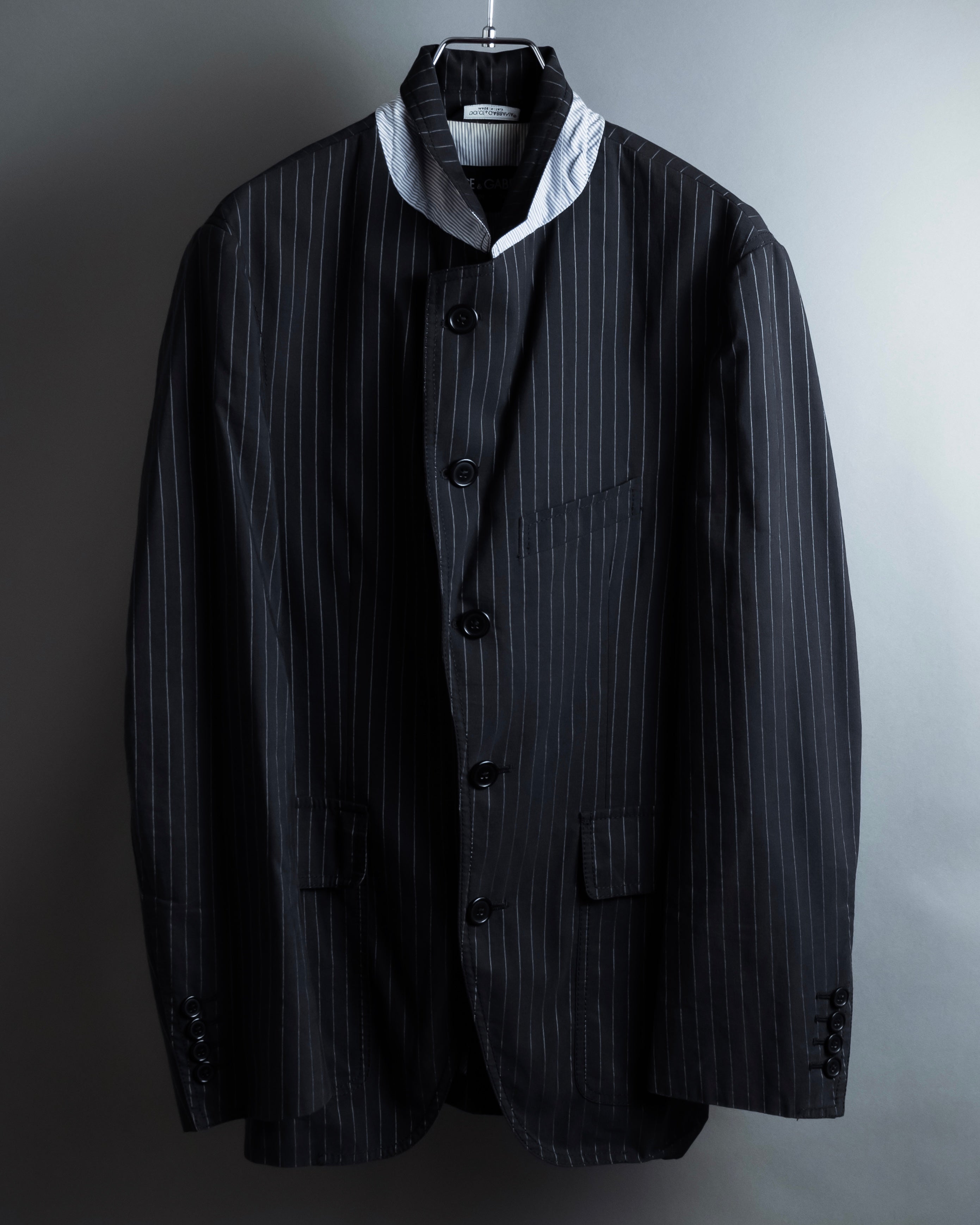 "Dolce & Gabbana" Collar switching design pinstripe pattern tailored jacket
