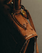 "JARDIN DES SACS" 80's-90's Structured ostrich leather top handle bag