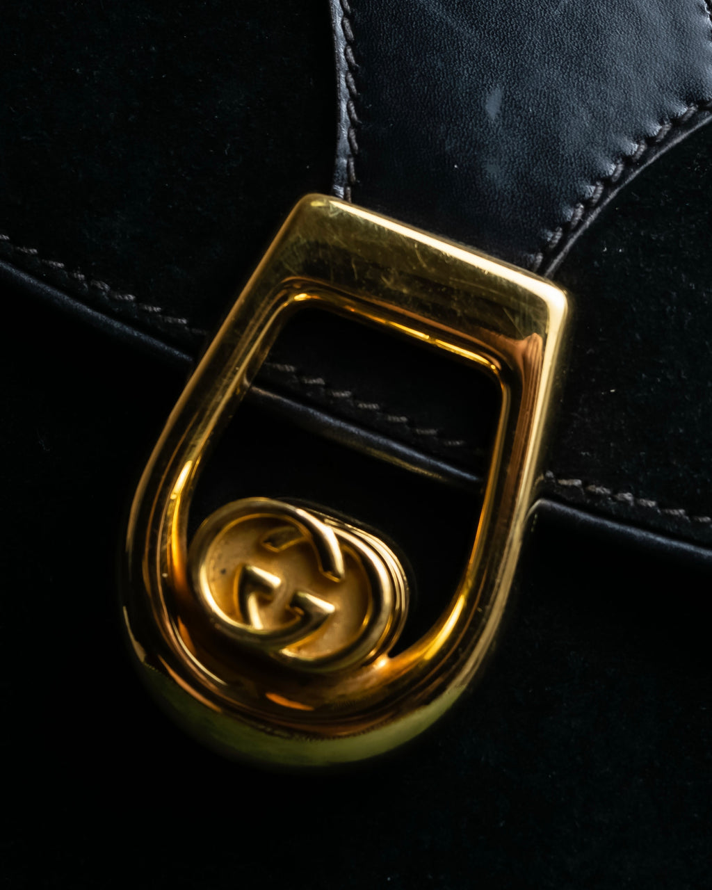 "GUCCI" Interlocking G design suede bag