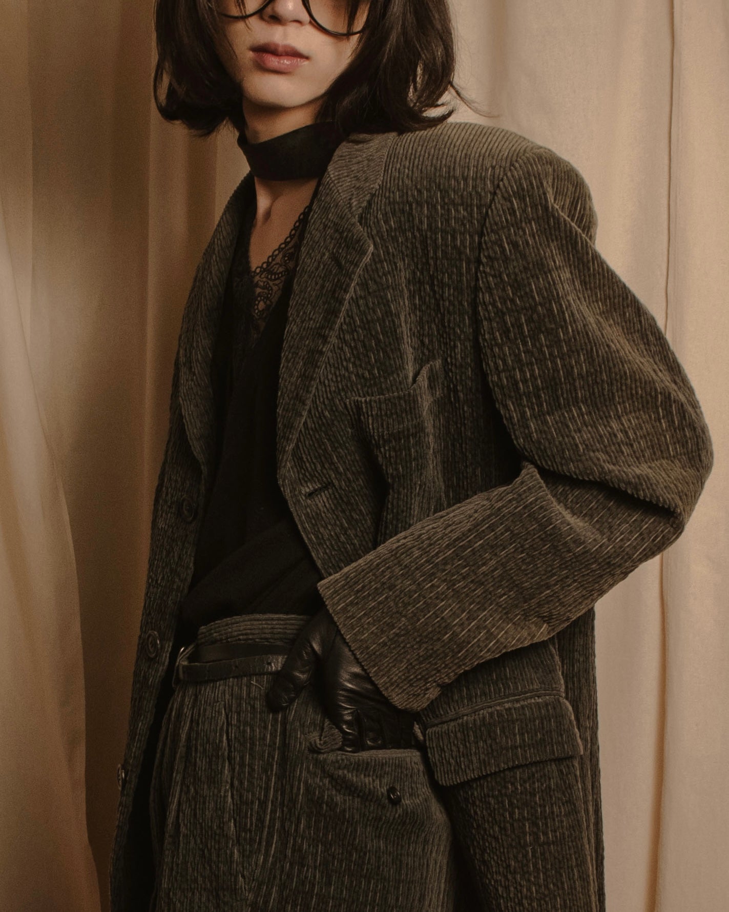 –SPECIAL– "ISSEY MIYAKE MEN" 98AW garment-pleated cotton tailoring set-up