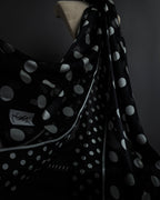 "YVES SAINT LAURENT" Large polka dot silk long scarf