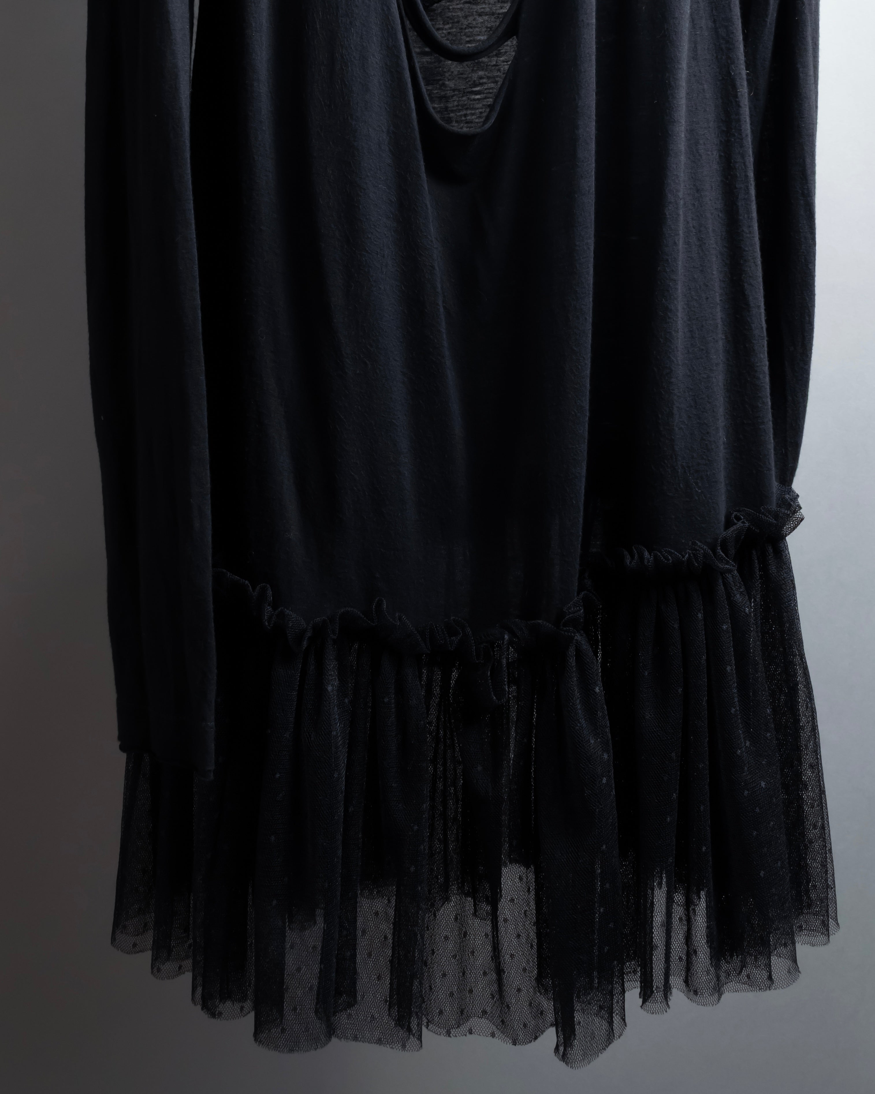 "RED VALENTINO" Distressed tulle skirt docking long pullover