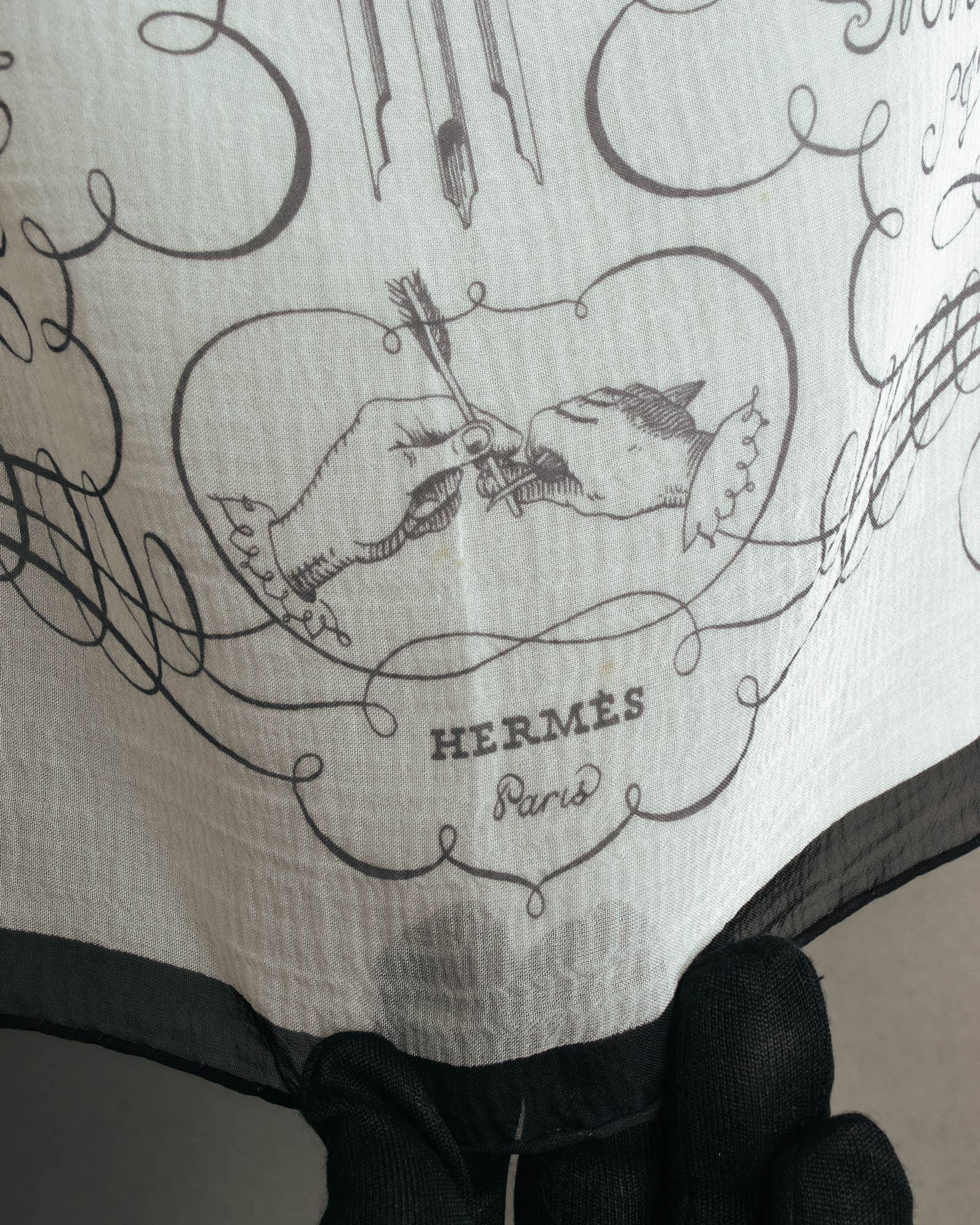 "Hermès" 80's-90's Airy silk chiffon scarf