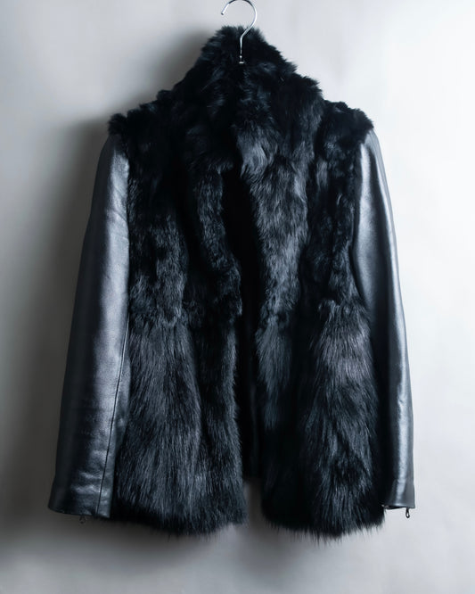 "MOROKO BAR" Real fur docking leather jacket