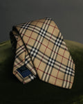"BURBERRY LONDON" 00's Beige checked silk necktie