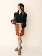 LOEWE by Jonathan Anderson/ Lamb Leather Rope Trim Mini Skirt