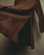 “YVES SAINT LAURENT” 80’s-90’s textured silk blend mandarin collar long shirt