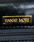 "HANAE MORI" Trapezoid design flower motif charm one handle bag