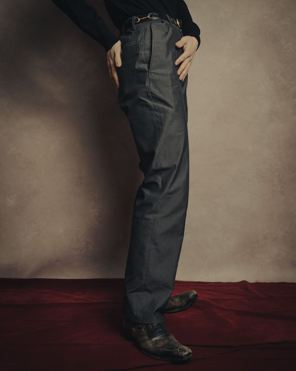 -SPECIAL- “HERMÈS” 1998-00’s Leather trimmed tailored trousers