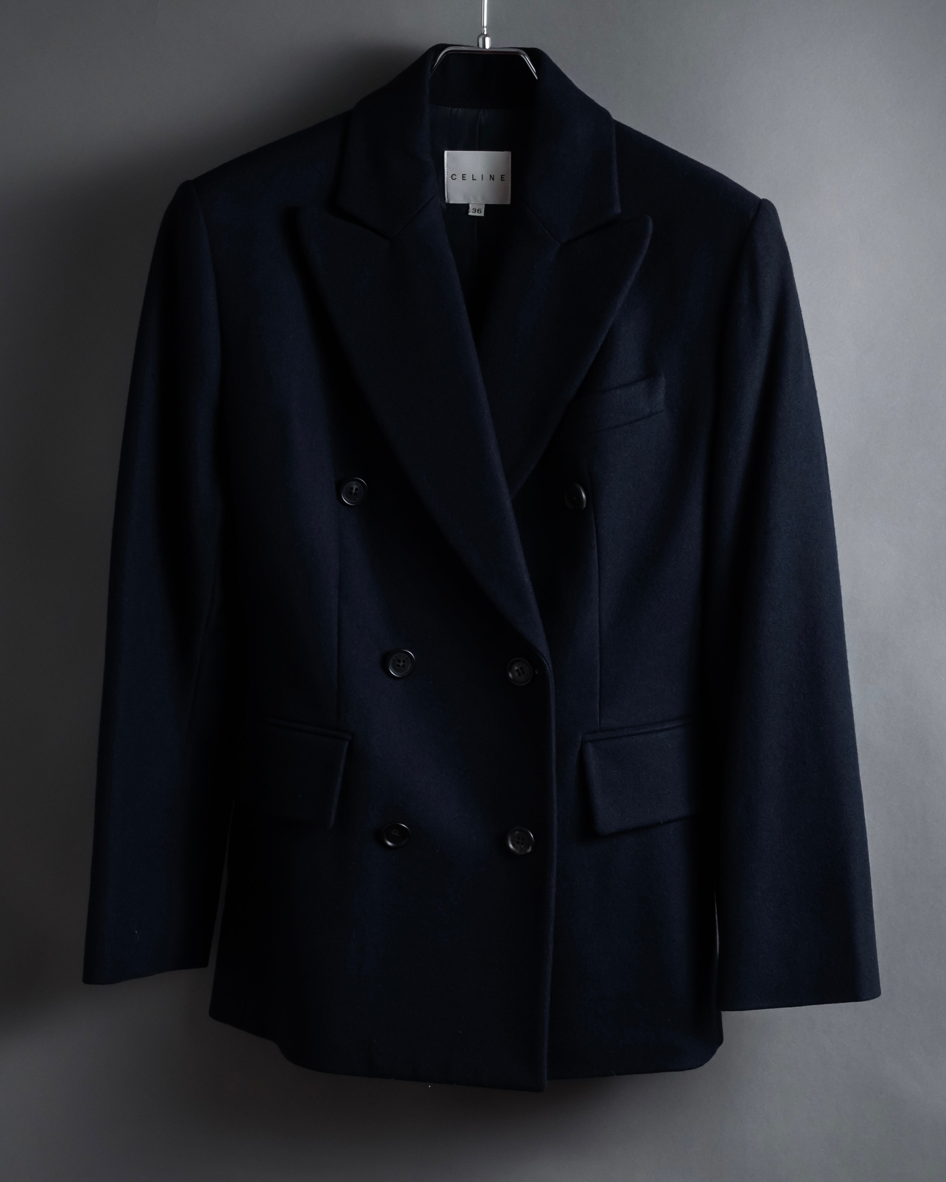 "CELINE" 90’s Sculpted double-breasted peak lapel tailored jacket