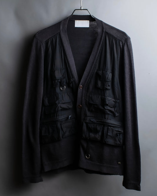 "MIHARA YASUHIRO" Military vest docking design V-neck cardigan