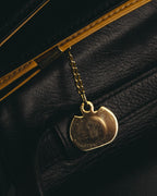 "CELINE" 70's-80's Classic black leather shoulder bag