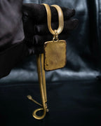 "Yves Saint Laurent" YSL logo plate gold necklace