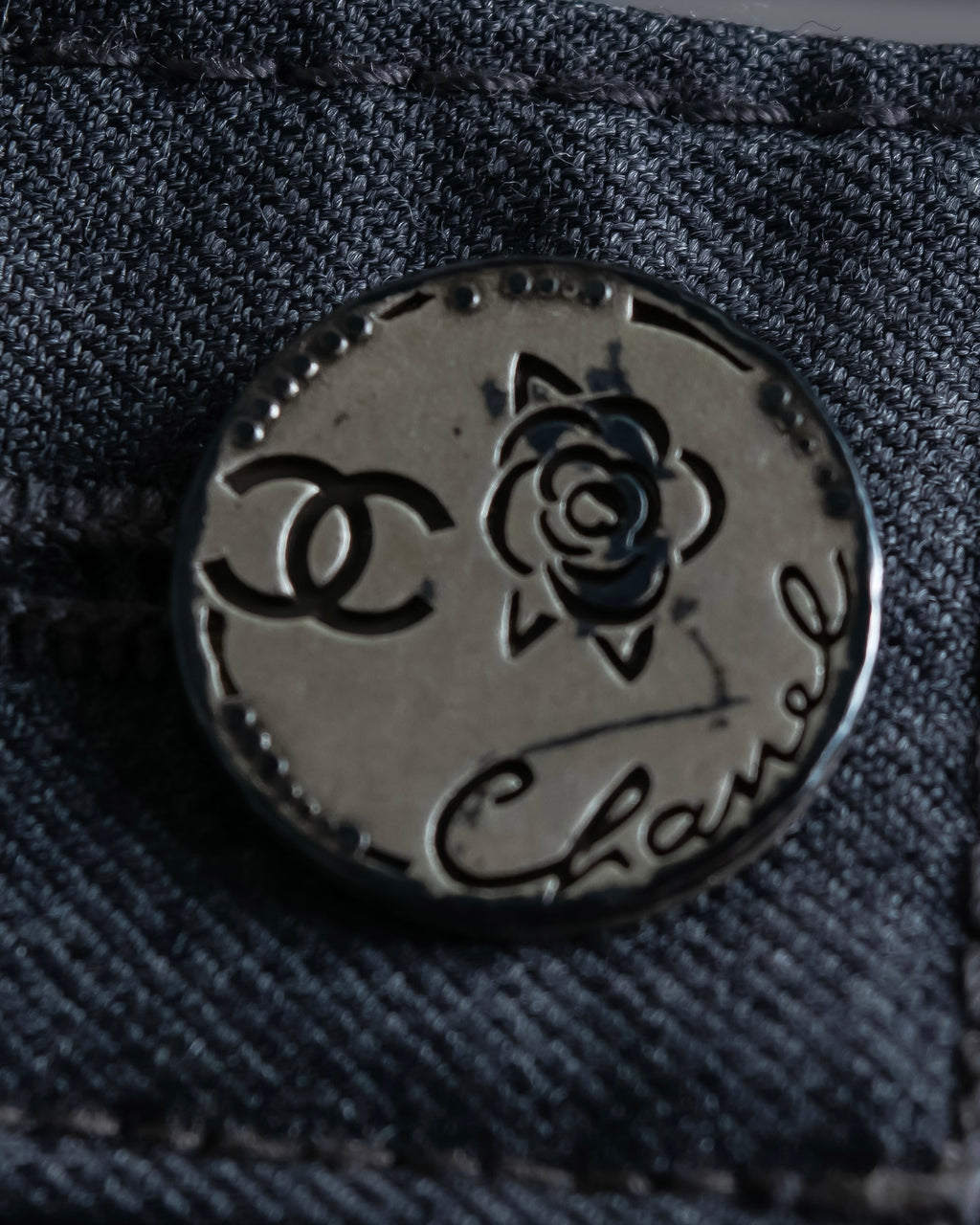 "CHANEL" 100% wool wide tapered slacks