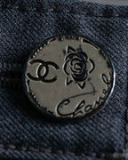 "CHANEL" 100% wool wide tapered slacks