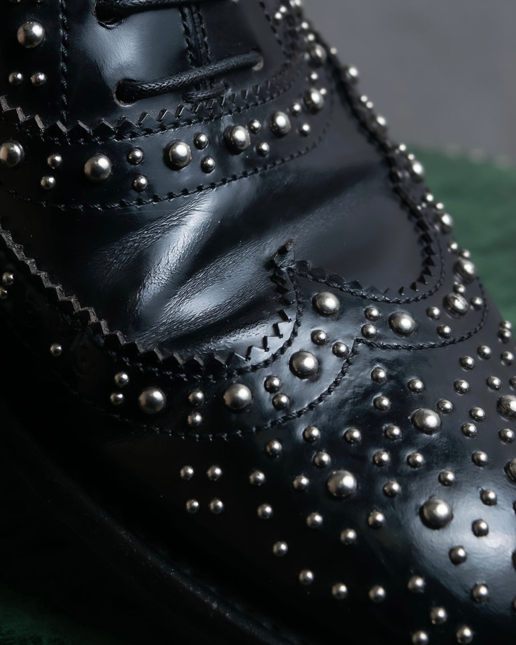 "Church's" Silver stud design wingtip derby shoes