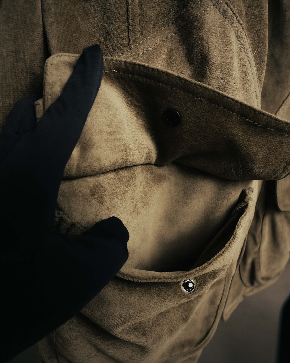 “GIORGIO ARMANI” 90’s-00’s Suede-effect multi-pocket tailored field jacket