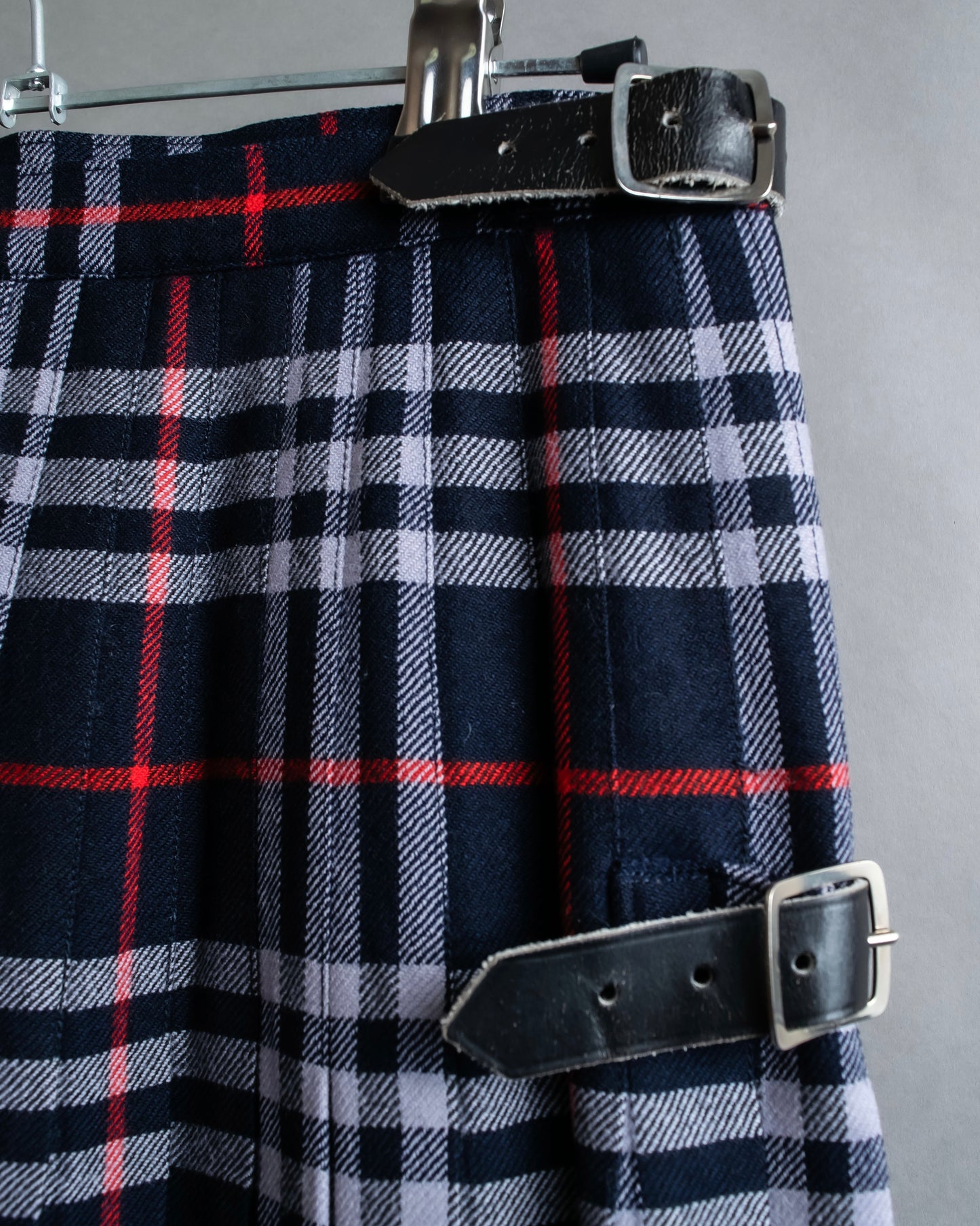 "BURBERRYS" Nova check pattern belted cropped quilted skirt