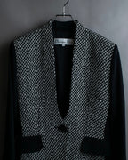 "Christian Dior" Jacquard switching design no-collar jacket